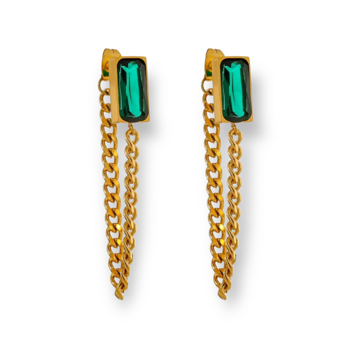 Aurora Emerald Green CZ Drop Earrings